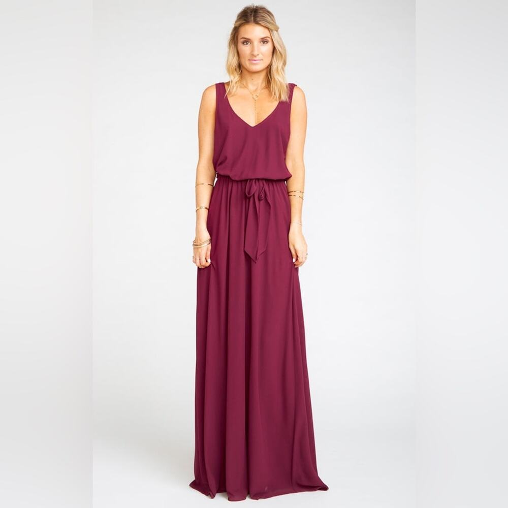 Show Me Your Mumu NEW Kendall maxi gown merlot chiffon size XS